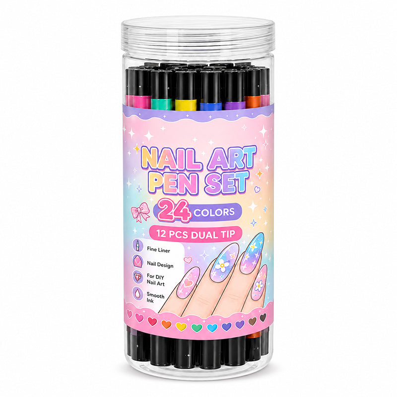 📢📢44% OFF !!⏰️ 24 Colors Dual Ended Nail Art Pens Set