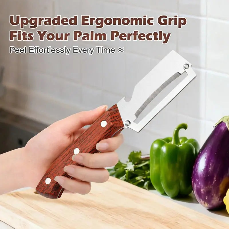 🔥🔥AEXZR® 2‑in‑1 Multi-Functional Wooden Vegetable Peeler with Built In Bottle Opener