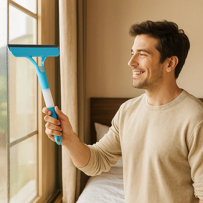⭐ZAVELY™ 3-in-1 Multifunctional Glass Cleaning Rod💧-Spray, Wipe & Squeegee for Streak-Free ShineFree Windows & Mirrors! 😊