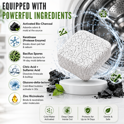 🏆Official Store|1 Wash, Zero Odor|AEXZR® CarbonMelt Bio-Enzyme Washer Cleaner Tablets