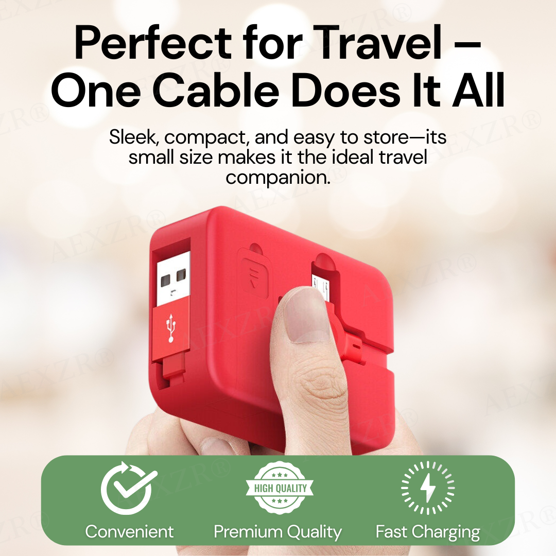 🔋 AEXZR® 𝟛 𝚒𝚗 𝟙 Charging Cable Roll - 🏷️Up to 50% Off, Charge Smarter!
