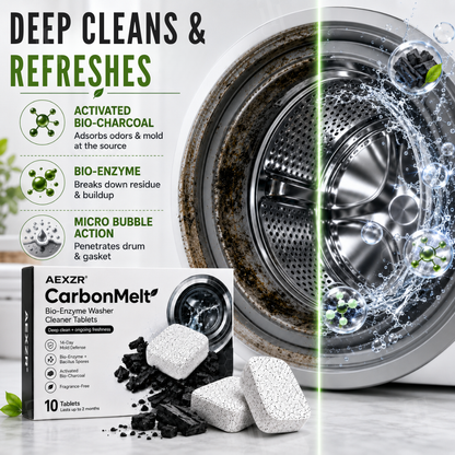 🏆Official Store|1 Wash, Zero Odor|AEXZR® CarbonMelt Bio-Enzyme Washer Cleaner Tablets