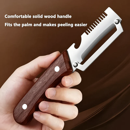 🔥🔥AEXZR® 2‑in‑1 Multi-Functional Wooden Vegetable Peeler with Built In Bottle Opener
