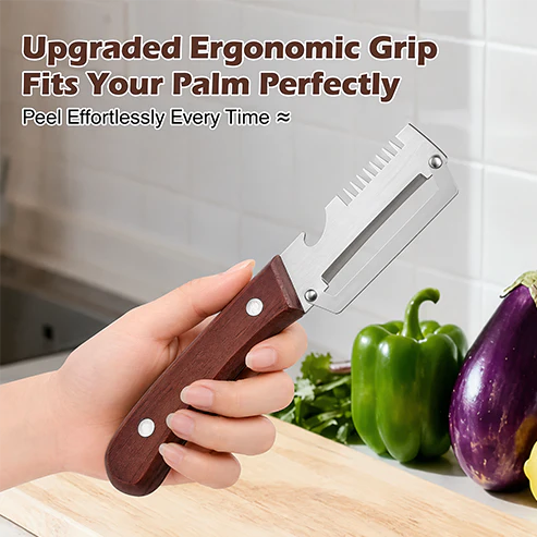 🔥🔥AEXZR® 2‑in‑1 Multi-Functional Wooden Vegetable Peeler with Built In Bottle Opener