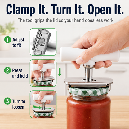 for Seniors with Arthritis, Bottle Opener for Weak Hands, Kitchen Gadget With Lid Opener Tool, Adjustable Grip Stainless Steel for Opening, Fits 1-4 Inch