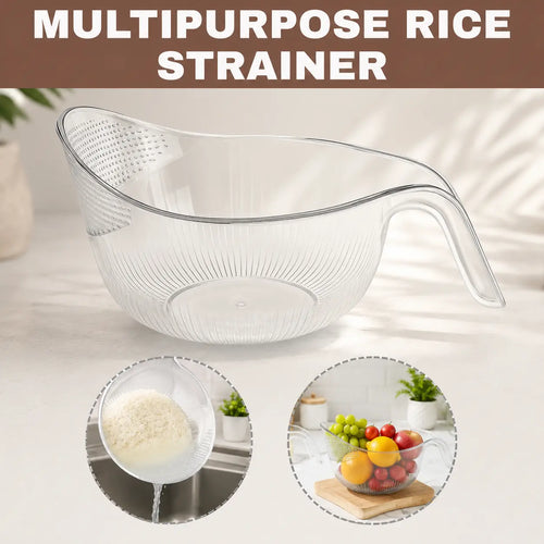 Multi-Functional Rice Strainer with Handle, BPA-Free Kitchen Colander