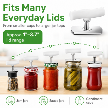 for Seniors with Arthritis, Bottle Opener for Weak Hands, Kitchen Gadget With Lid Opener Tool, Adjustable Grip Stainless Steel for Opening, Fits 1-4 Inch