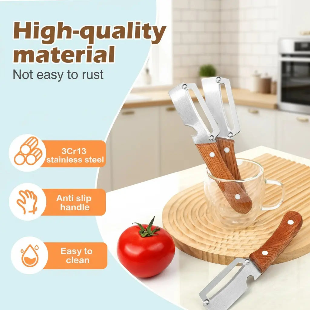 🔥🔥AEXZR® 2‑in‑1 Multi-Functional Wooden Vegetable Peeler with Built In Bottle Opener