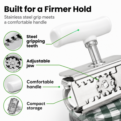 for Seniors with Arthritis, Bottle Opener for Weak Hands, Kitchen Gadget With Lid Opener Tool, Adjustable Grip Stainless Steel for Opening, Fits 1-4 Inch