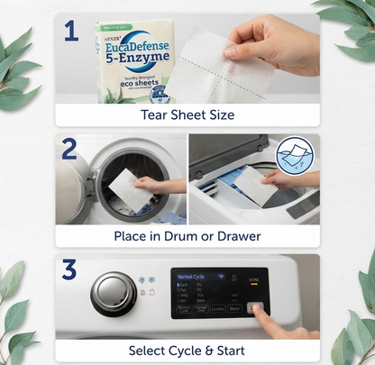 AEXZR® EucaDefense 5-Enzyme Laundry Sheets