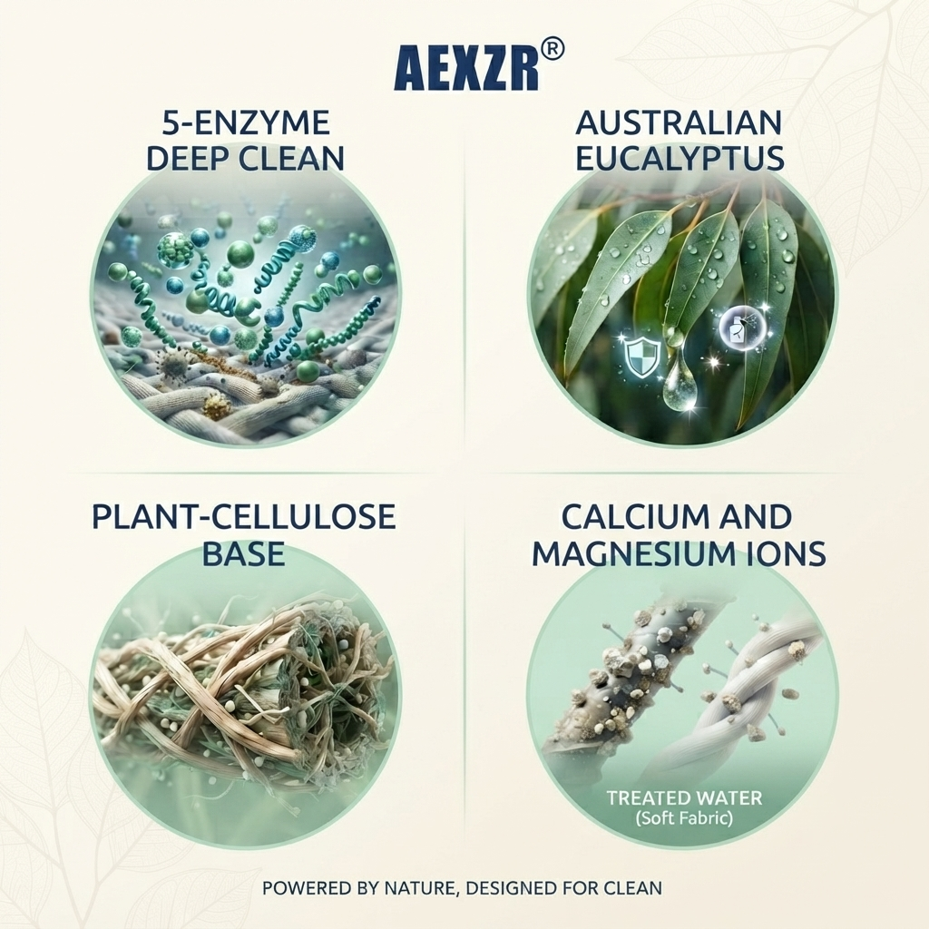 AEXZR® EucaDefense 5-Enzyme Laundry Sheets