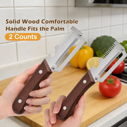 🔥🔥AEXZR® 2‑in‑1 Multi-Functional Wooden Vegetable Peeler with Built In Bottle Opener