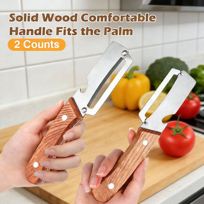 🔥🔥AEXZR® 2‑in‑1 Multi-Functional Wooden Vegetable Peeler with Built In Bottle Opener