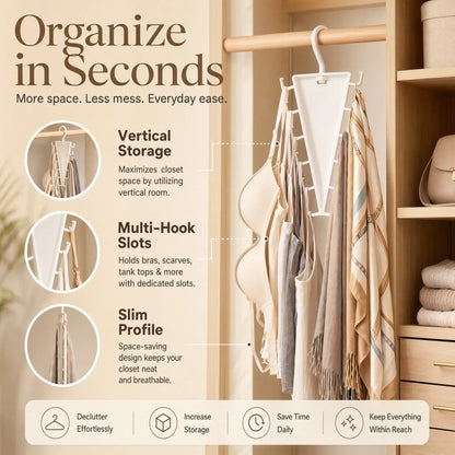 ✨ Buy More Save More  V-Shaped 12-Hook Closet Organizer – 🔄360° Rotation · Space-Saving 😍