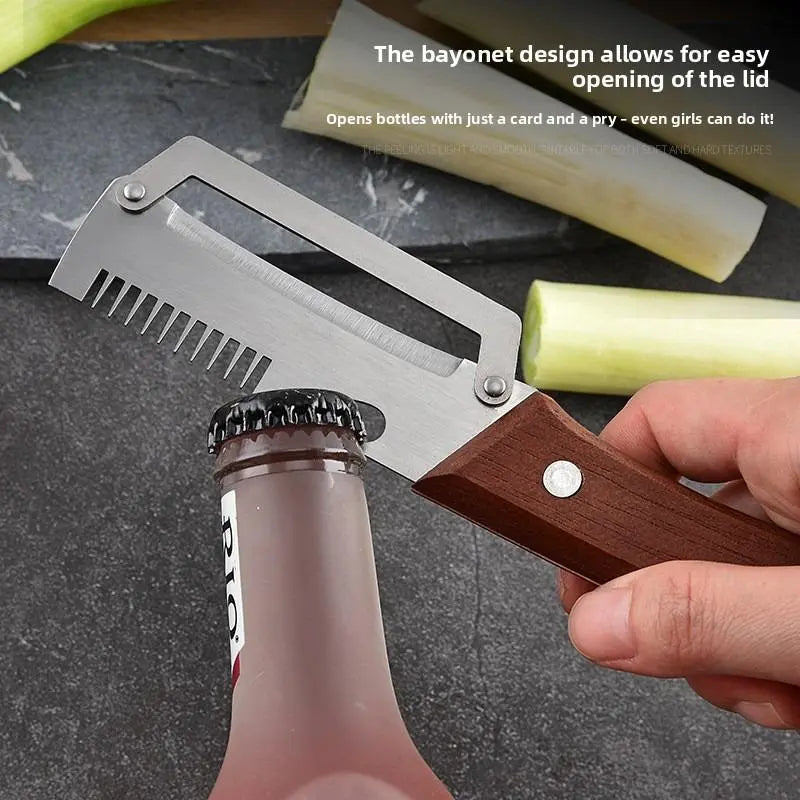 🔥🔥AEXZR® 2‑in‑1 Multi-Functional Wooden Vegetable Peeler with Built In Bottle Opener