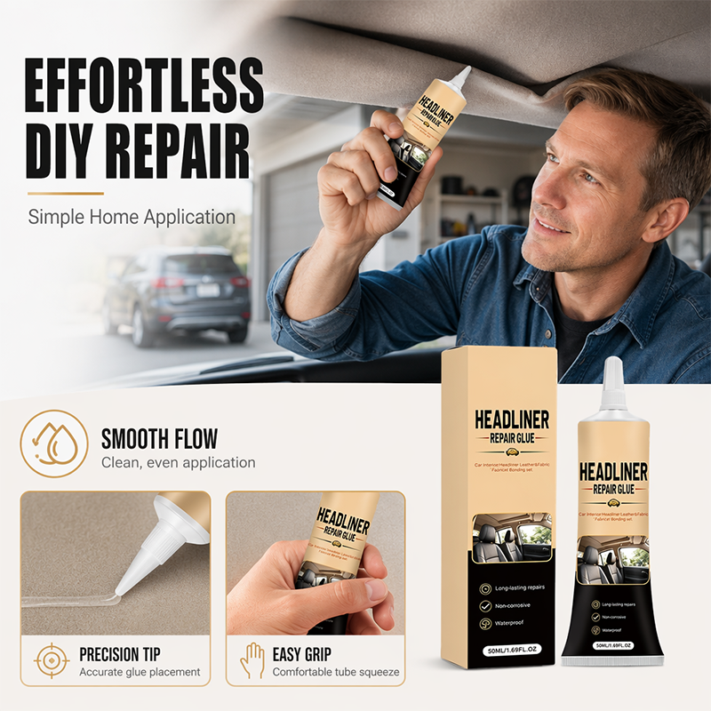 Waterproof Car Headliner Repair Glue, High Strength Adhesive for Sagging Car Ceiling & Interior🔥
