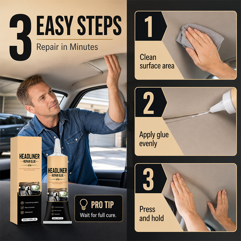 Waterproof Car Headliner Repair Glue, High Strength Adhesive for Sagging Car Ceiling & Interior🔥