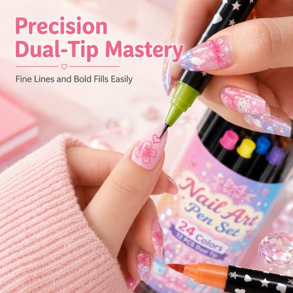 📢📢44% OFF !!⏰️ 24 Colors Dual Ended Nail Art Pens Set