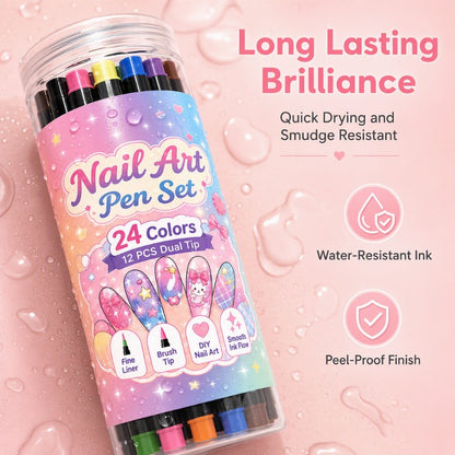 📢📢44% OFF !!⏰️ 24 Colors Dual Ended Nail Art Pens Set