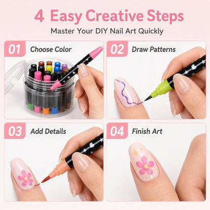 📢📢44% OFF !!⏰️ 24 Colors Dual Ended Nail Art Pens Set