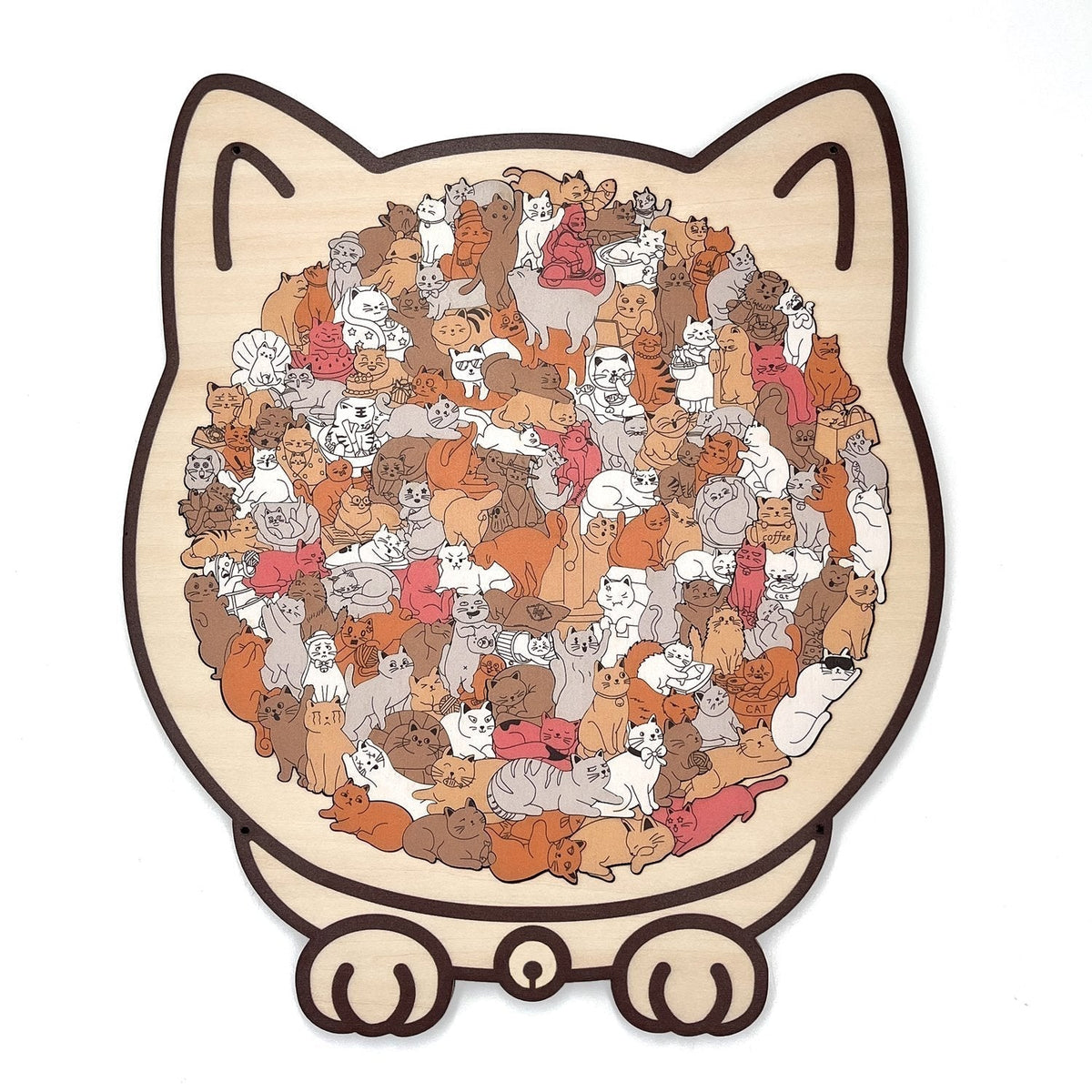 50% OFF 🐱 135-Piece Cat-Shaped Wooden Puzzle in Morandi Colors 🎁