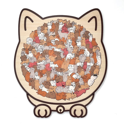 50% OFF 🐱 135-Piece Cat-Shaped Wooden Puzzle in Morandi Colors 🎁