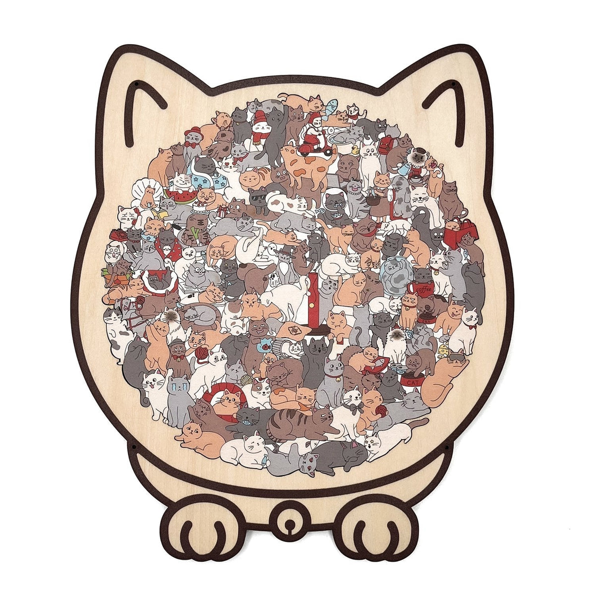 50% OFF 🐱 135-Piece Cat-Shaped Wooden Puzzle in Morandi Colors 🎁