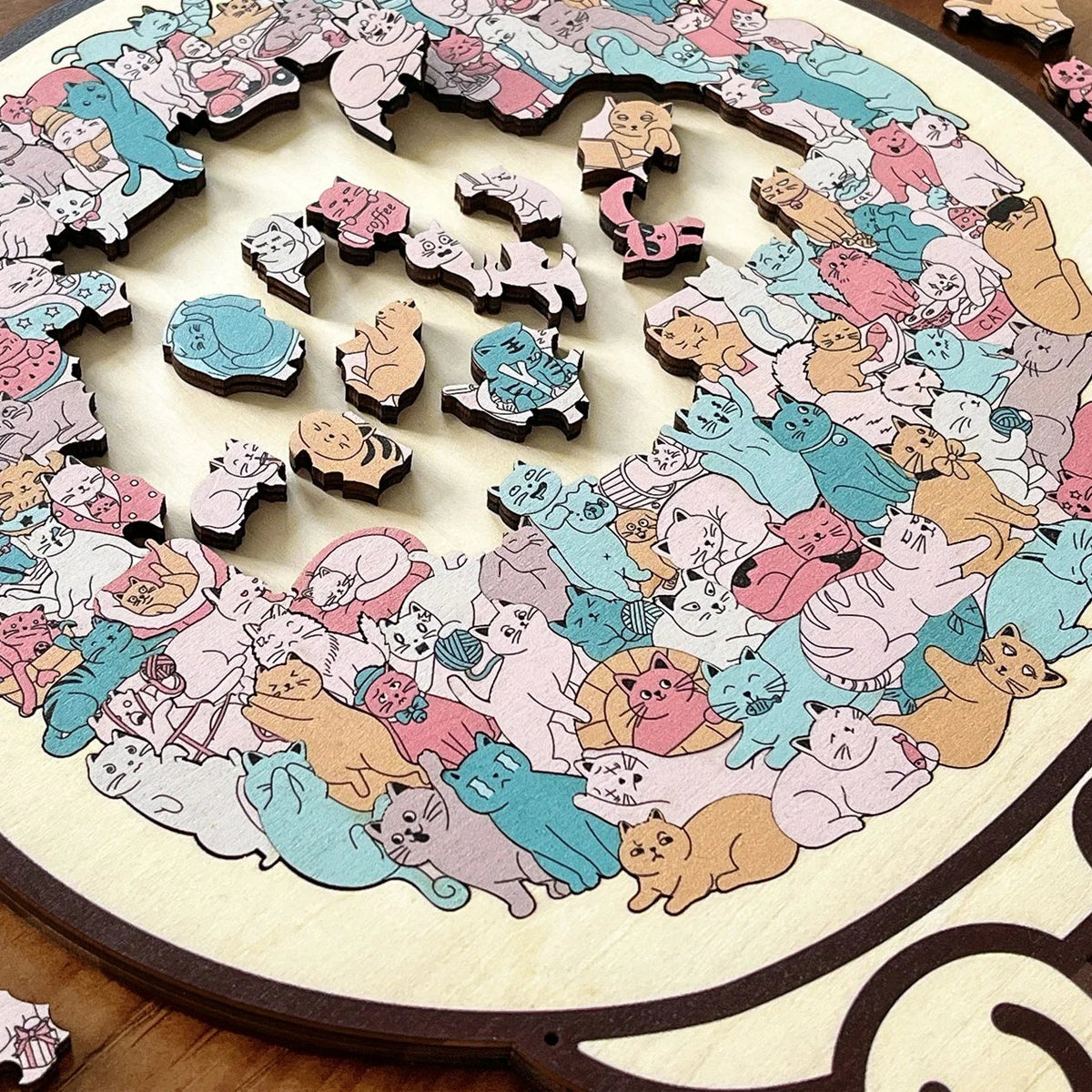 50% OFF 🐱 135-Piece Cat-Shaped Wooden Puzzle in Morandi Colors 🎁