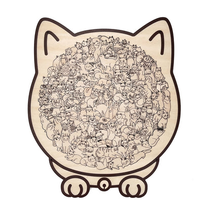 50% OFF 🐱 135-Piece Cat-Shaped Wooden Puzzle in Morandi Colors 🎁