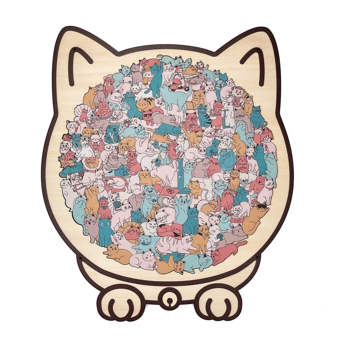50% OFF 🐱 135-Piece Cat-Shaped Wooden Puzzle in Morandi Colors 🎁