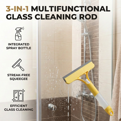 ⭐ZAVELY™ 3-in-1 Multifunctional Glass Cleaning Rod💧-Spray, Wipe & Squeegee for Streak-Free ShineFree Windows & Mirrors! 😊
